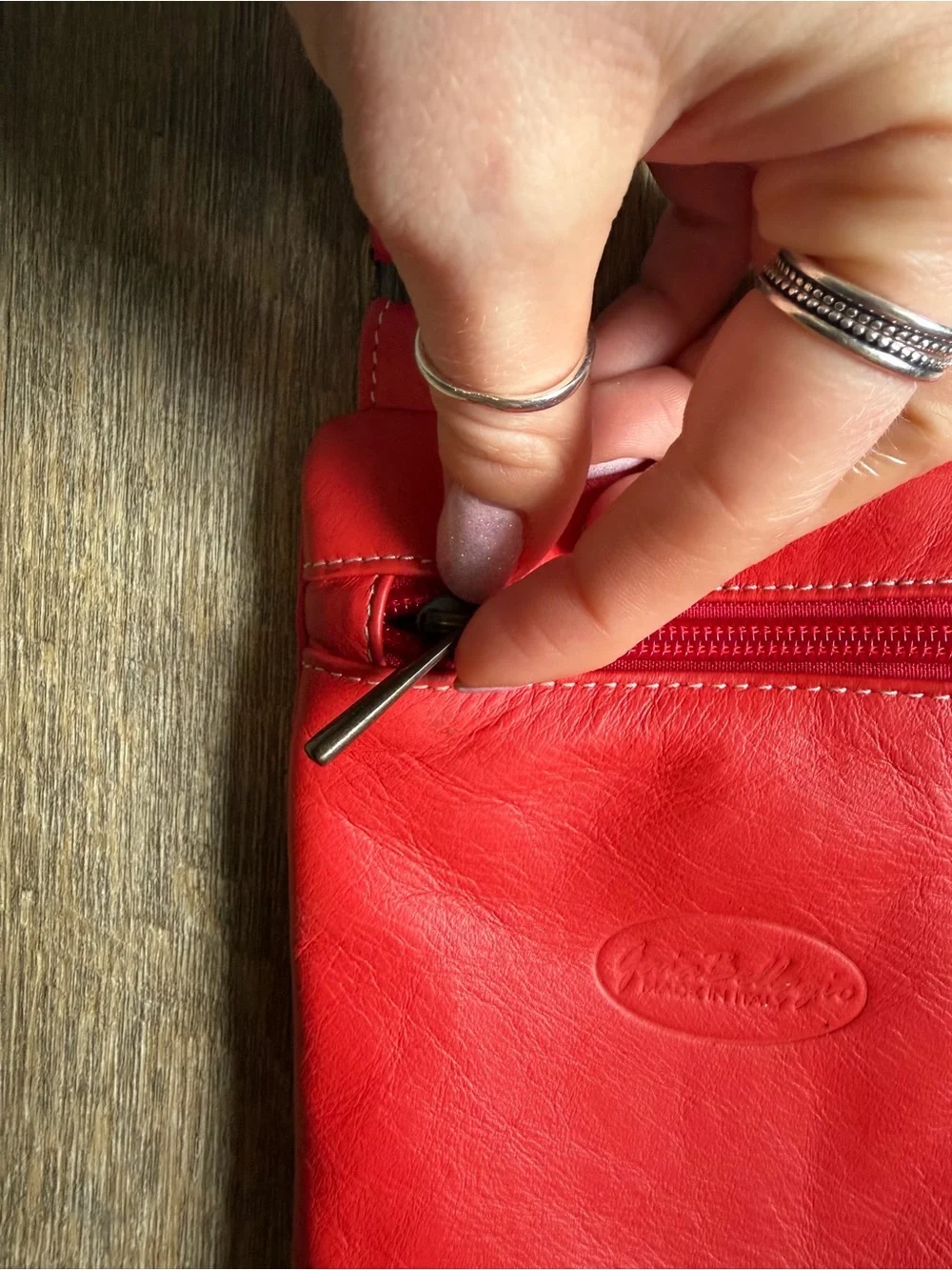 Genuine Leather Gaia Bellagio Red Crossbody Bag